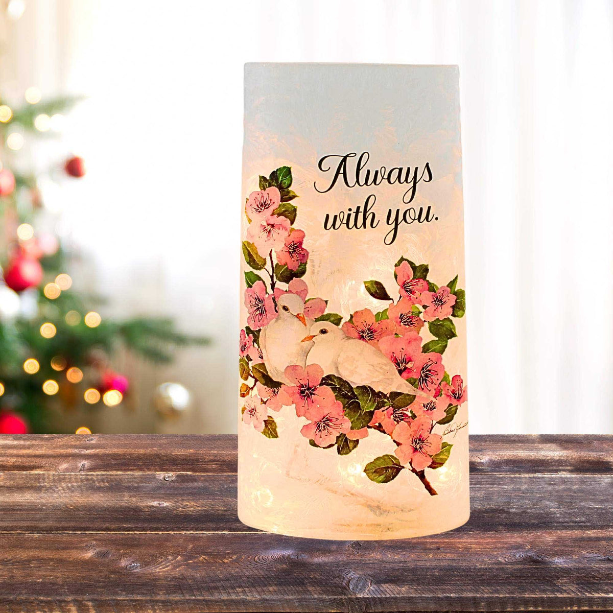 Stony Creek Dove Love Pre-Lit Large Glass Vase - - SBKGifts.com