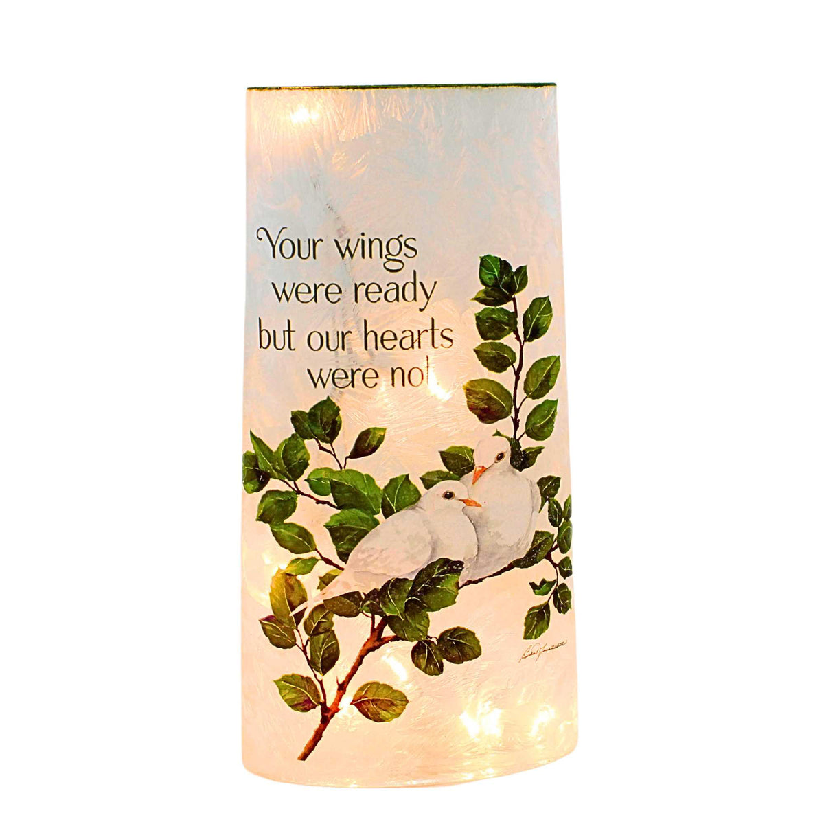 Dove Love Pre-Lit Large Glass Vase 65429