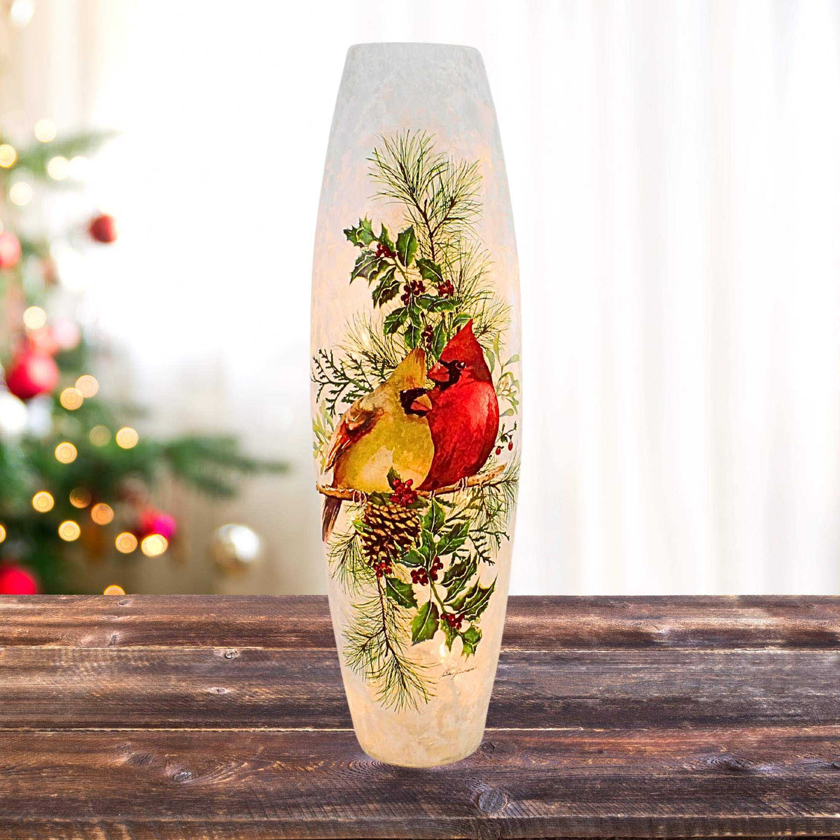 Stony Creek Winter Cardinal Couple Pre-Lit Super Colossal Vase - - SBKGifts.com