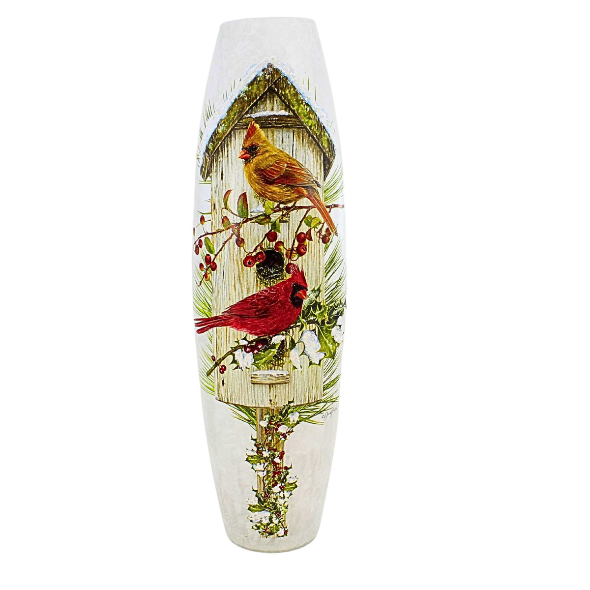 Stony Creek Cardinal Birdhouse Pre-Lit Super Colossal Vase - - SBKGifts.com