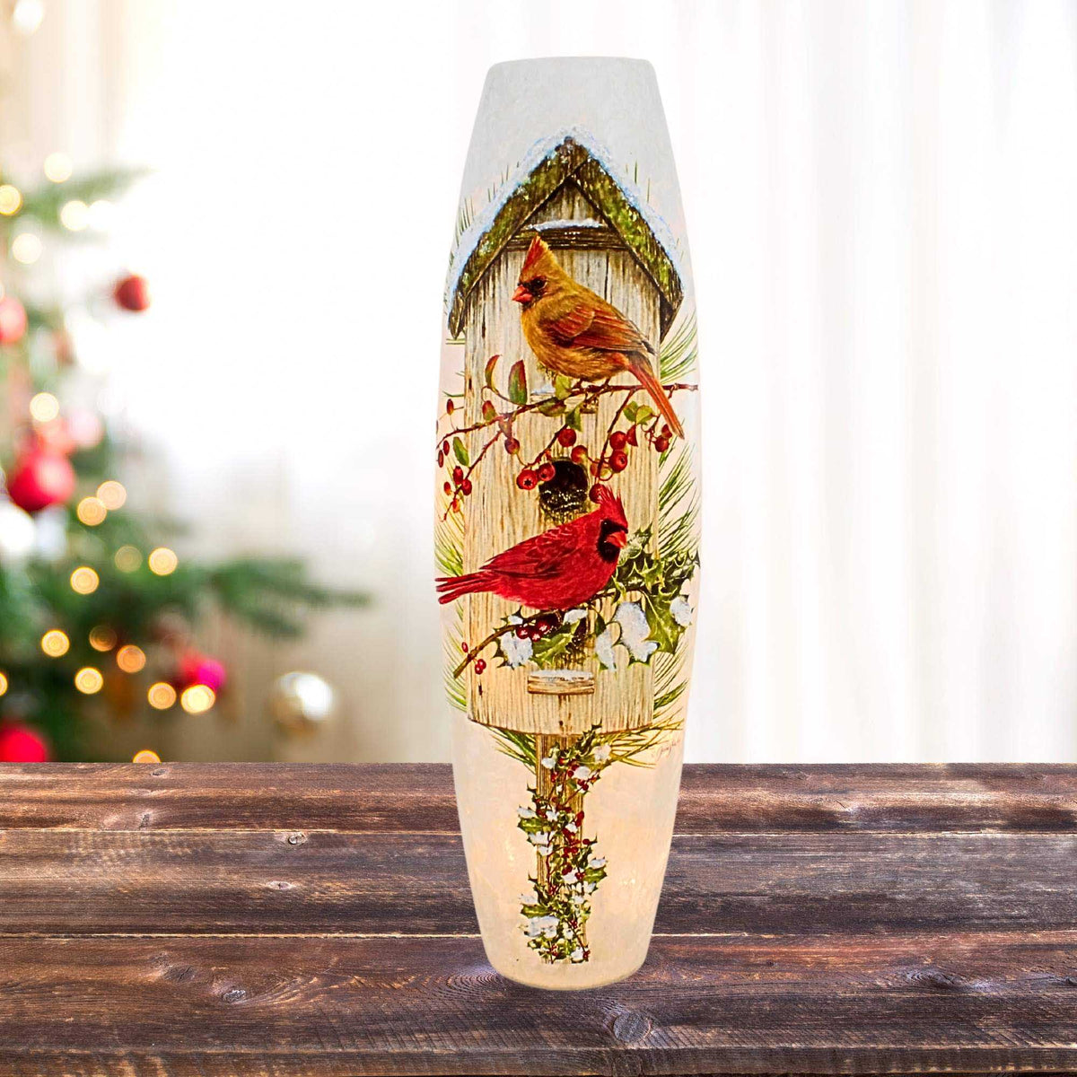 Stony Creek Cardinal Birdhouse Pre-Lit Super Colossal Vase - - SBKGifts.com