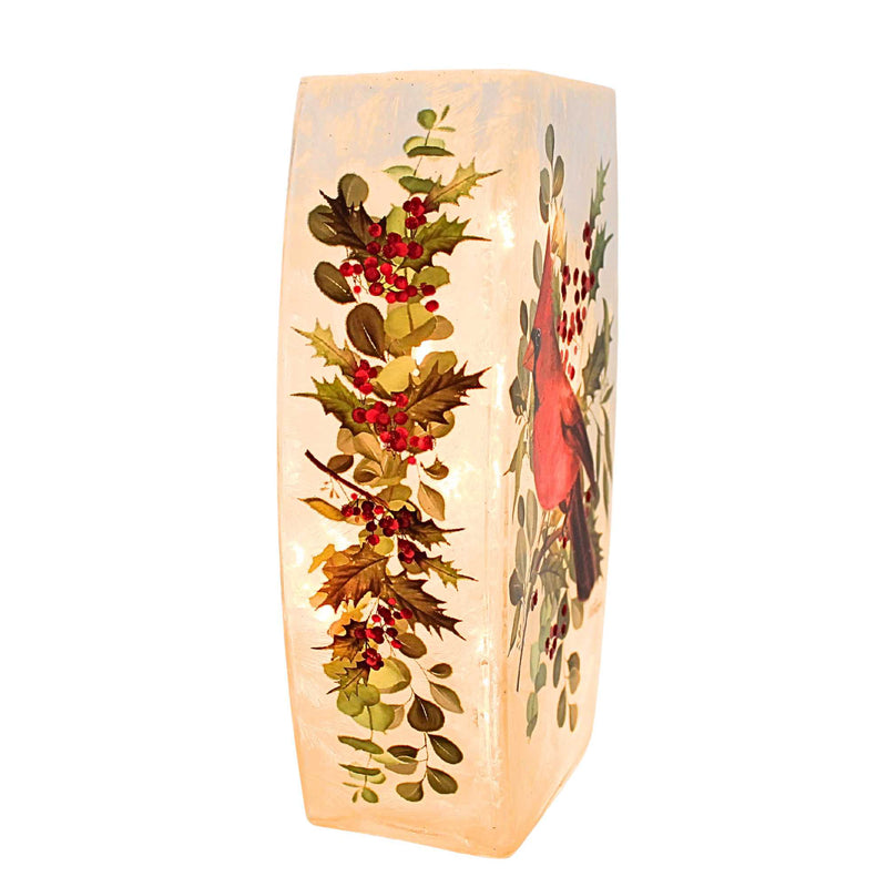 Stony Creek Cardinal Christmas Pre-Lit Med Glass Vase - - SBKGifts.com