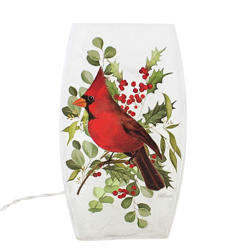 Stony Creek Cardinal Christmas Pre-Lit Med Glass Vase - - SBKGifts.com
