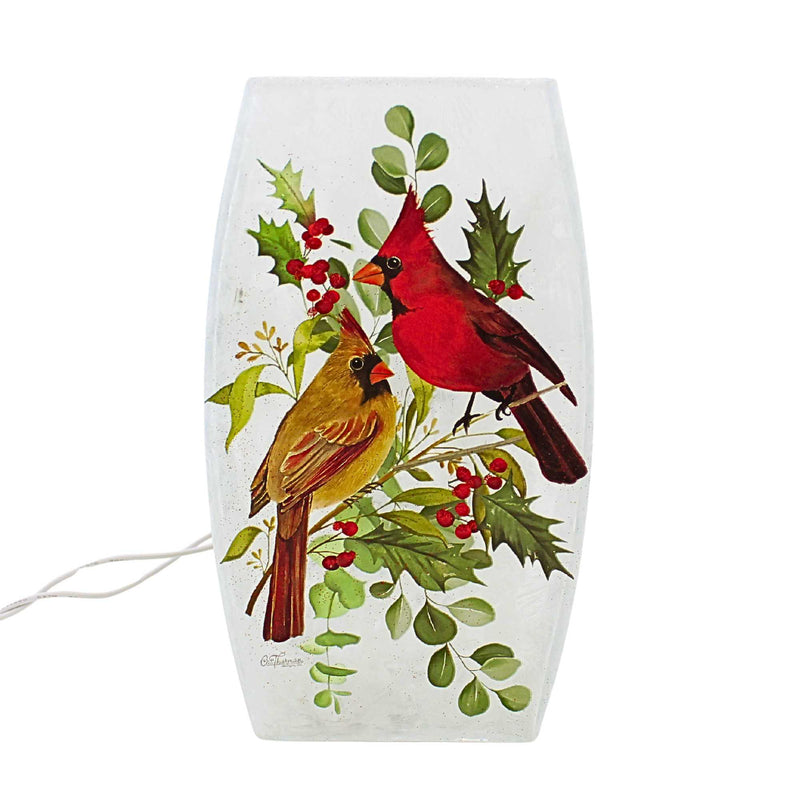 Stony Creek Cardinal Christmas Pre-Lit Med Glass Vase - - SBKGifts.com