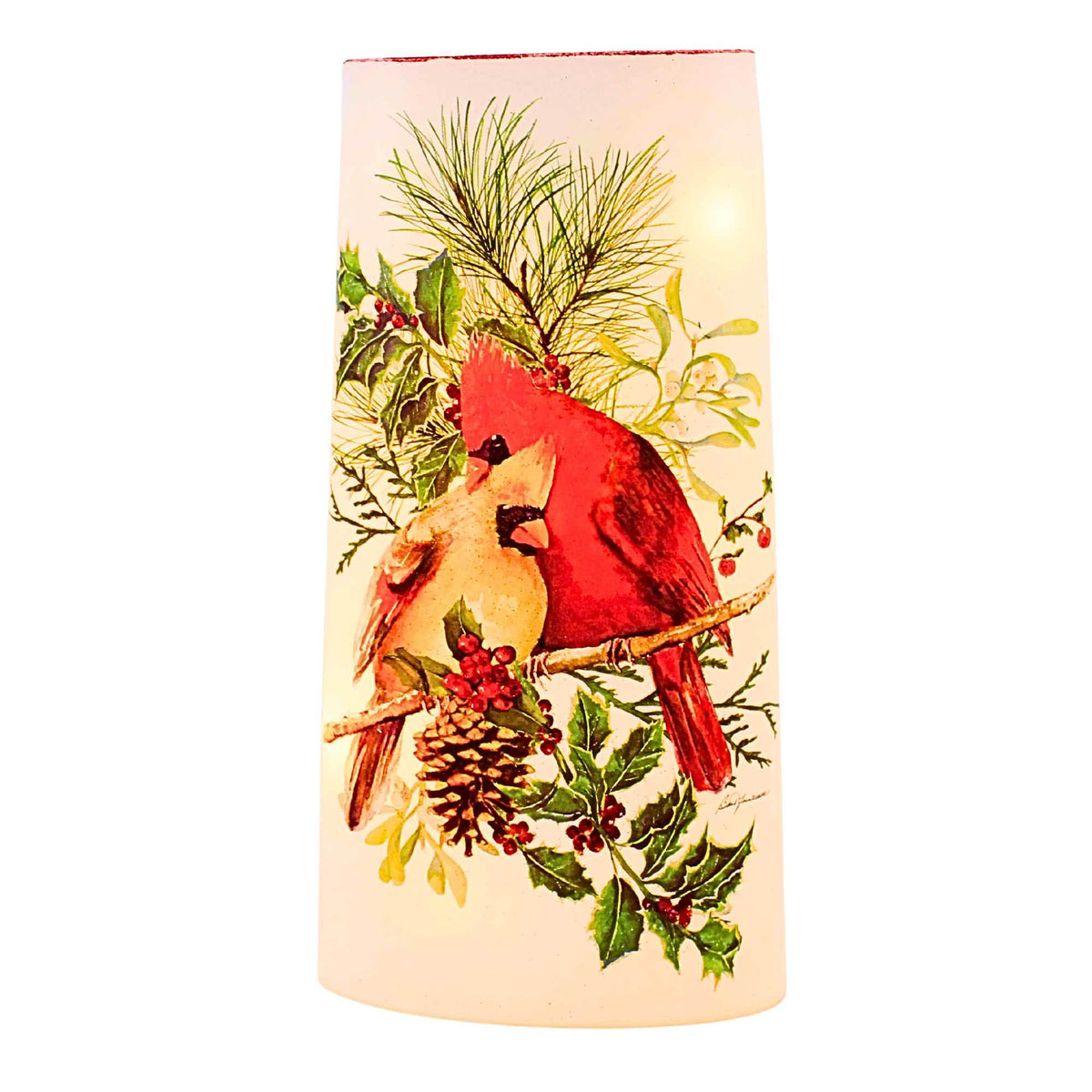 (65430) Winter Cardinal Couple Pre-Lit Super Colossal Vase