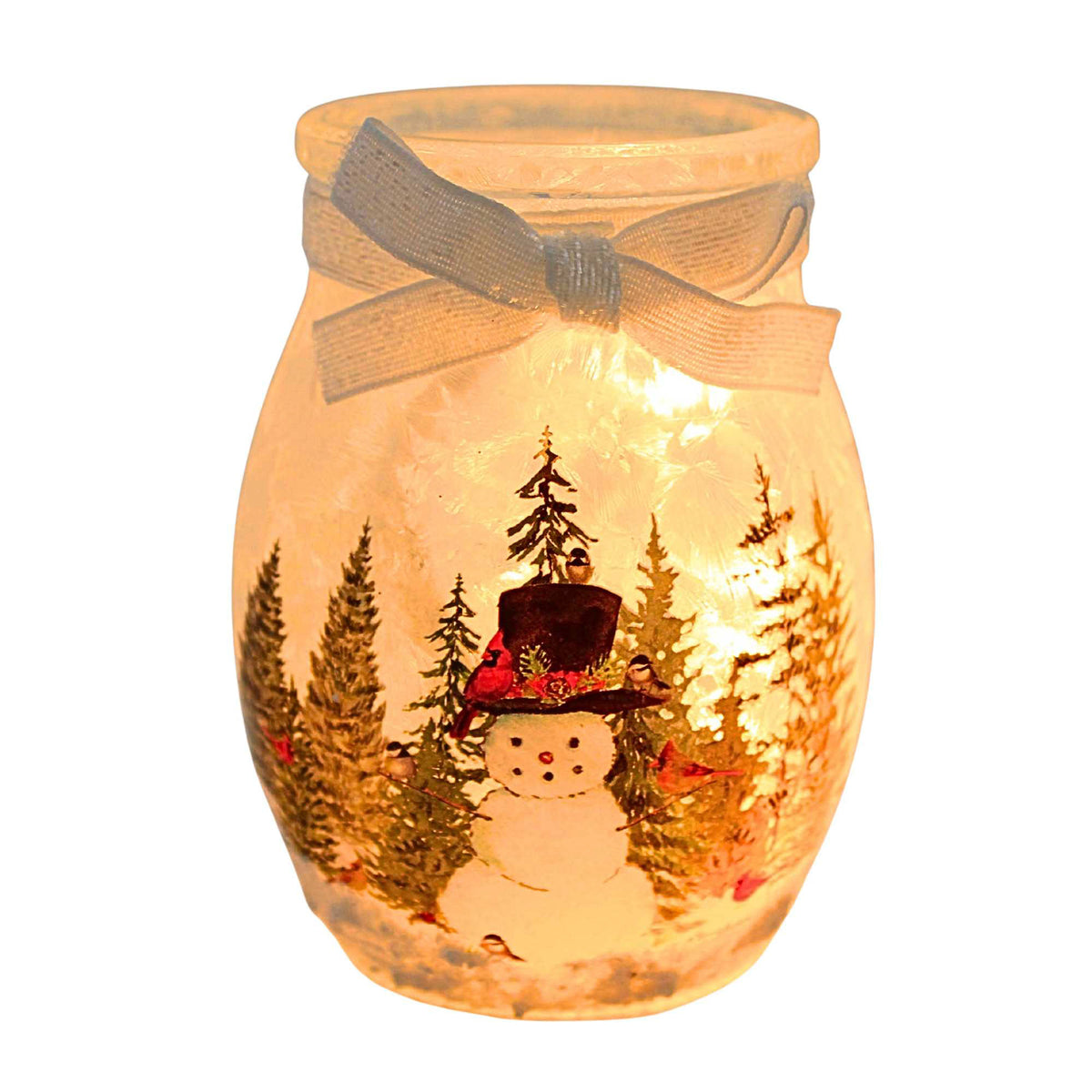 (65493) Forest Snowman Pre-Lit Small Jar
