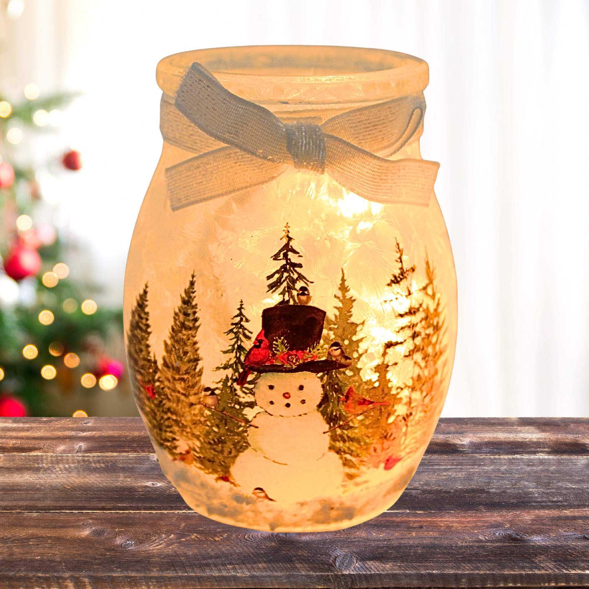 Stony Creek Forest Snowman Pre-Lit Small Jar - - SBKGifts.com
