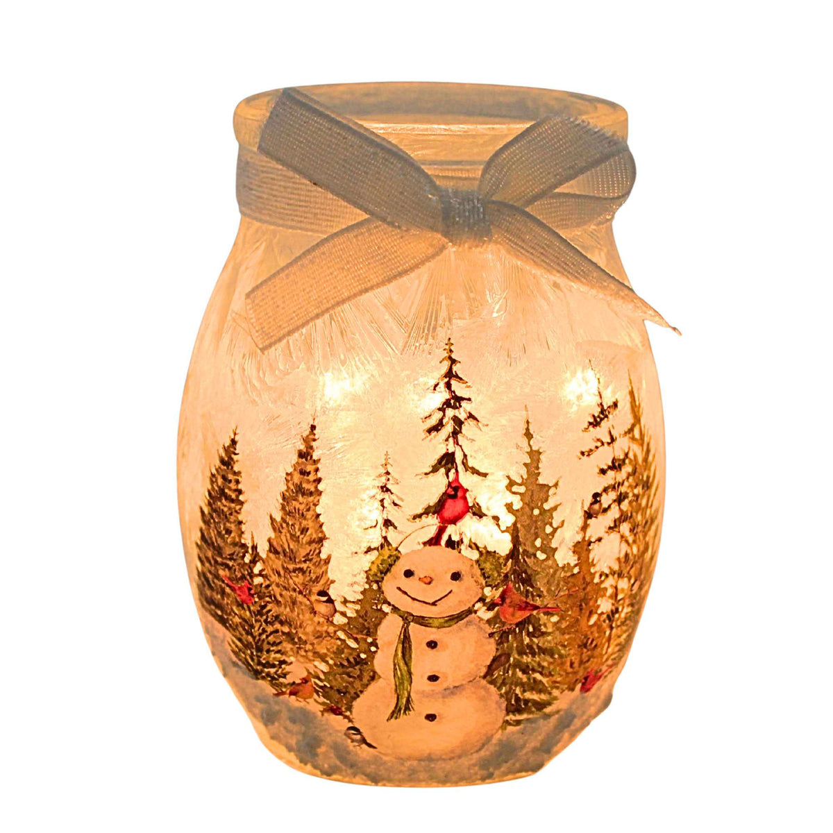 (65494) Forest Snowman Pre-Lit Small Jar