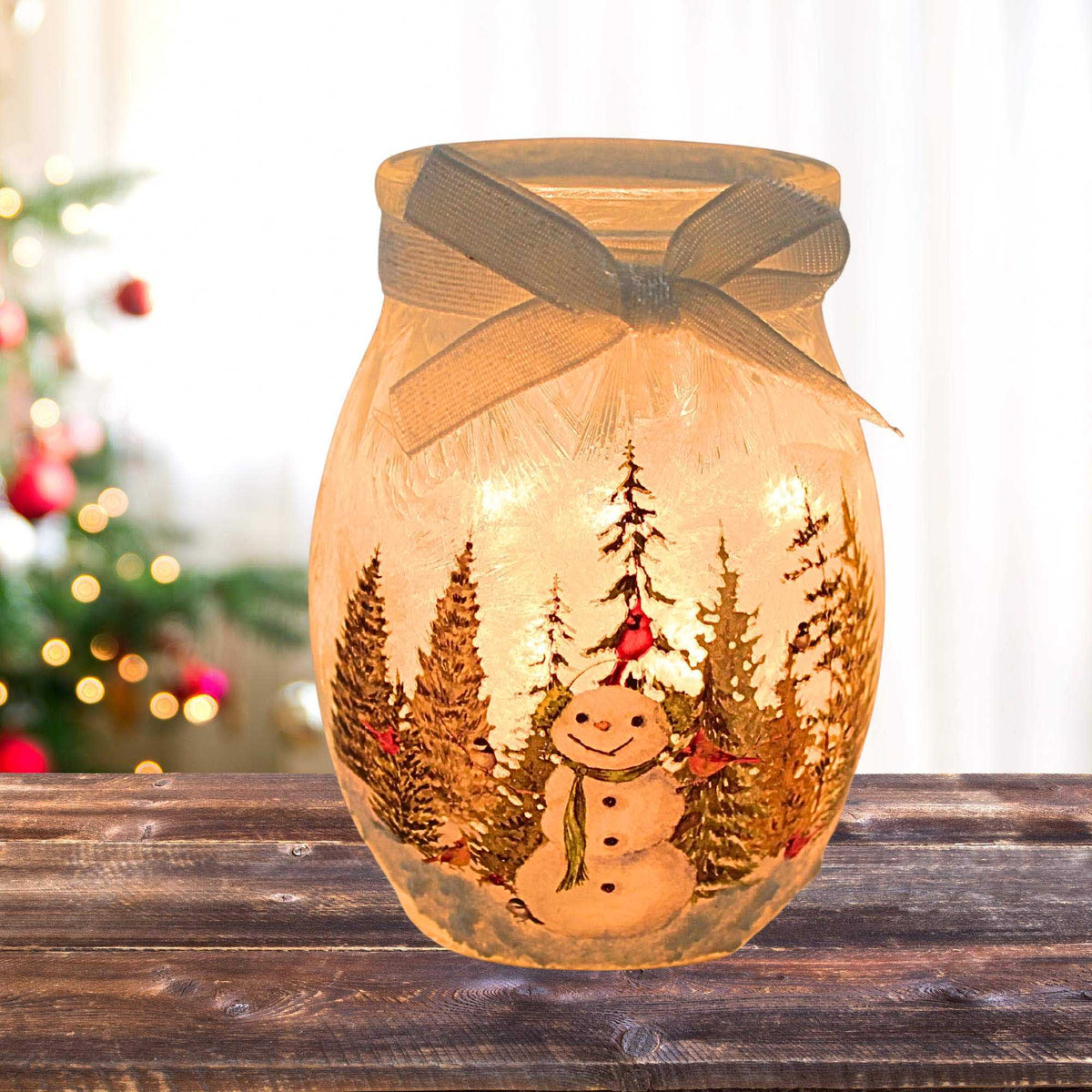 Stony Creek Forest Snowman Pre-Lit Small Jar - - SBKGifts.com