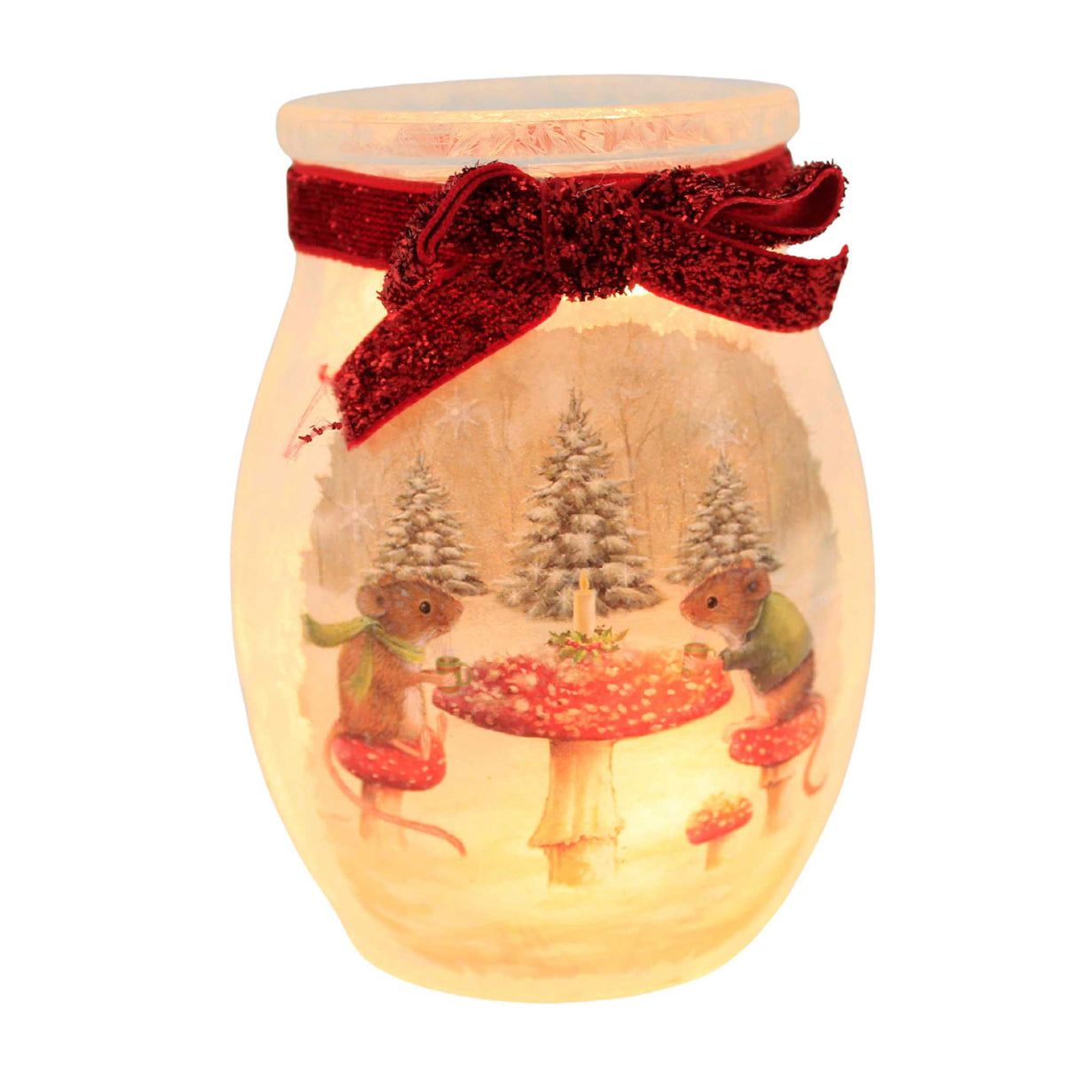 (65495) Merry Mice Small Pre-Lit Jar