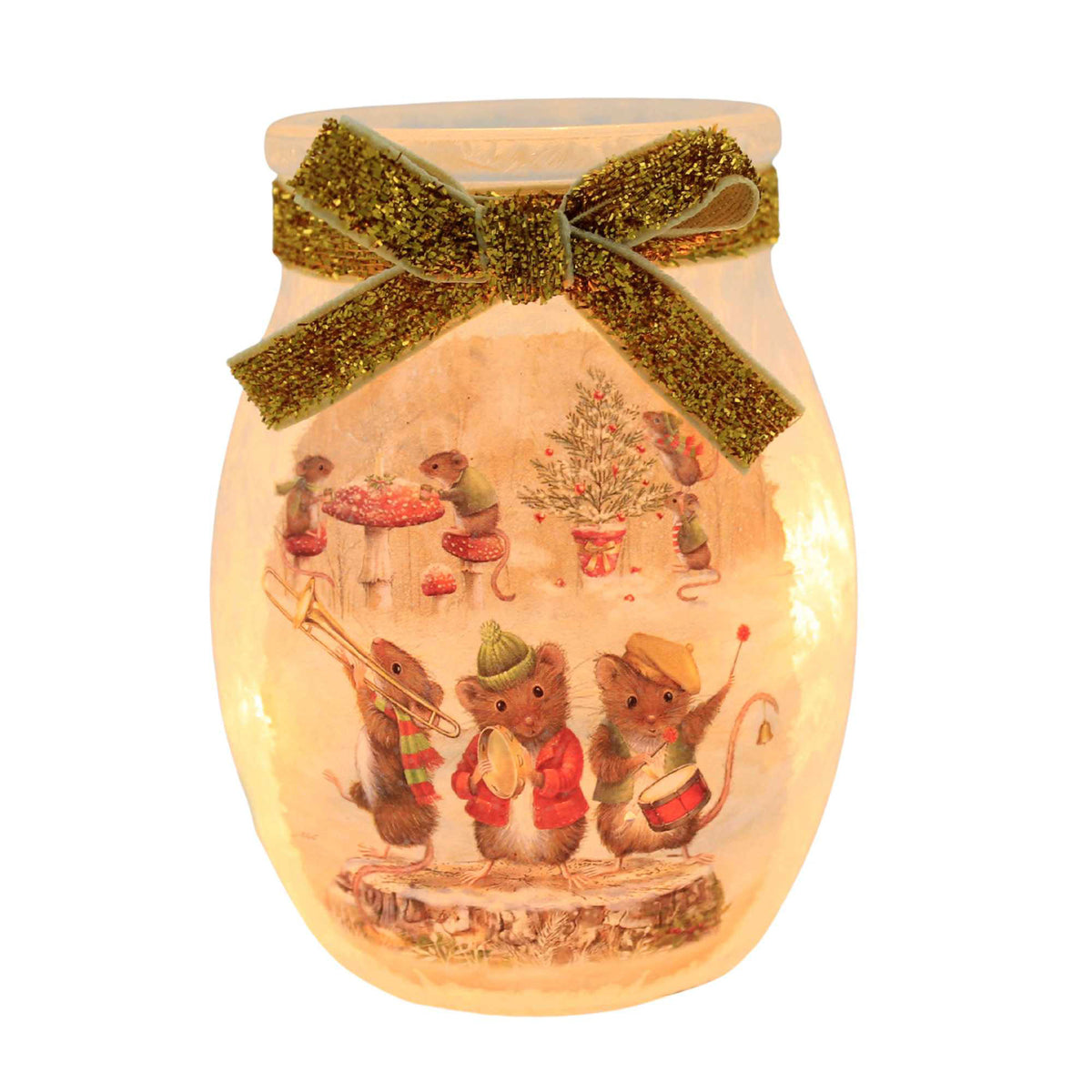 (65496) Merry Mice Small Pre-Lit Jar
