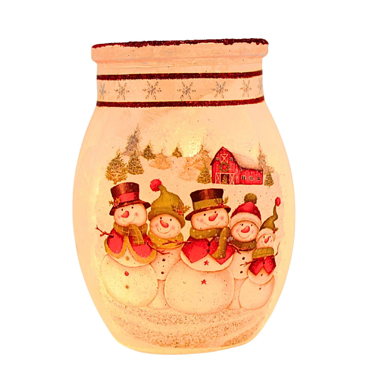 (65501) Happy Snowman Small Pre-Lit Jar