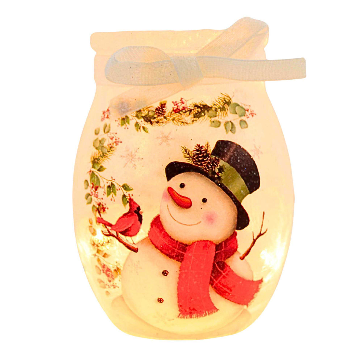 (65502) Happy Snowman Small Pre-Lit Jar