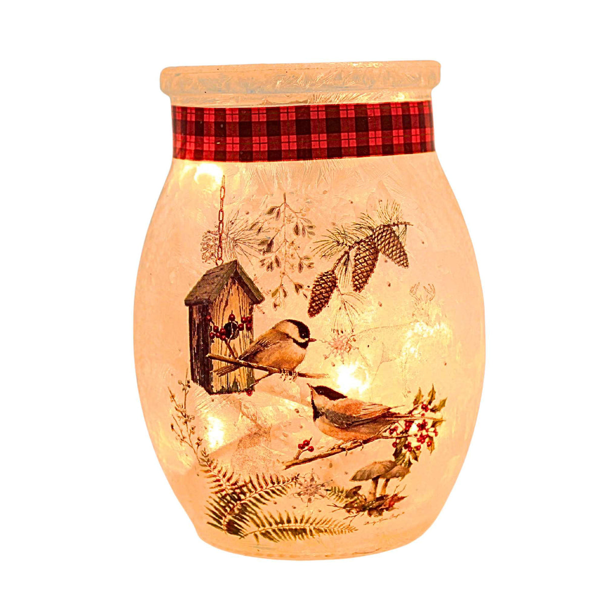 (65503) Winter Chickadees Small Pre-Lit Jar