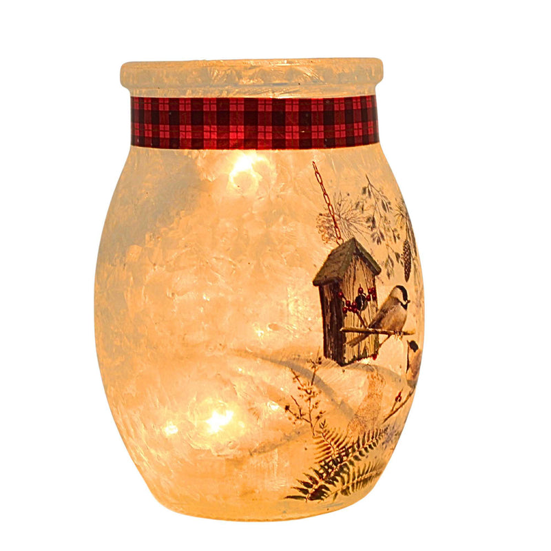 Stony Creek Winter Chickadees Small Pre-Lit Jar - - SBKGifts.com