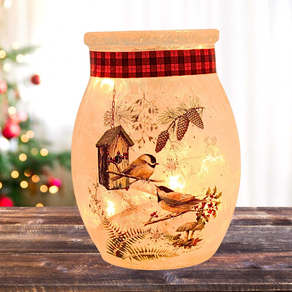 Stony Creek Winter Chickadees Small Pre-Lit Jar - - SBKGifts.com