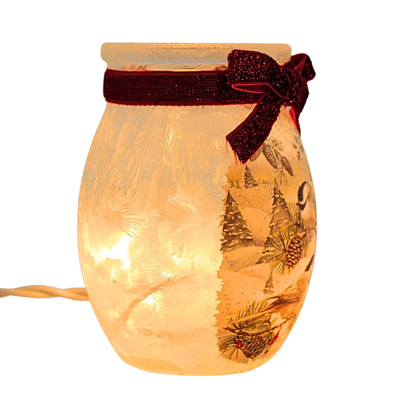 Stony Creek Winter Chickadees Small Pre-Lit Jar - - SBKGifts.com