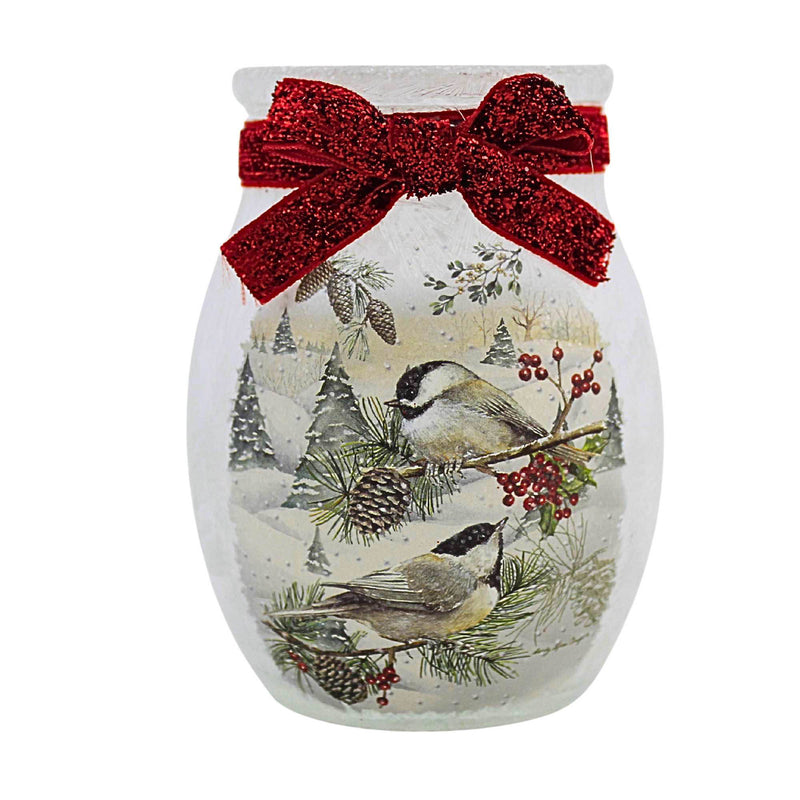 Stony Creek Winter Chickadees Small Pre-Lit Jar - - SBKGifts.com