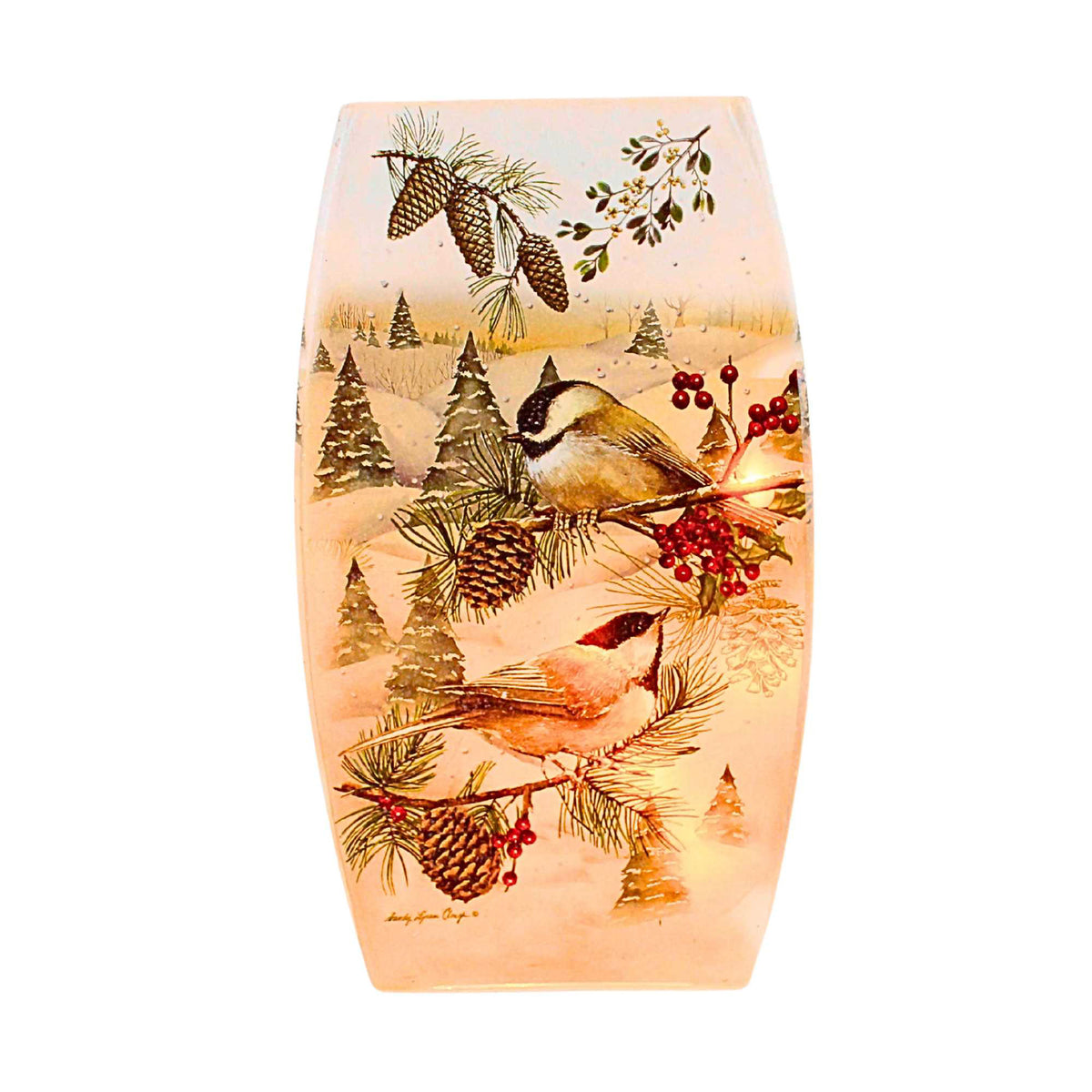 (65505) Winter Chickadees Pre-Lit Med Vase