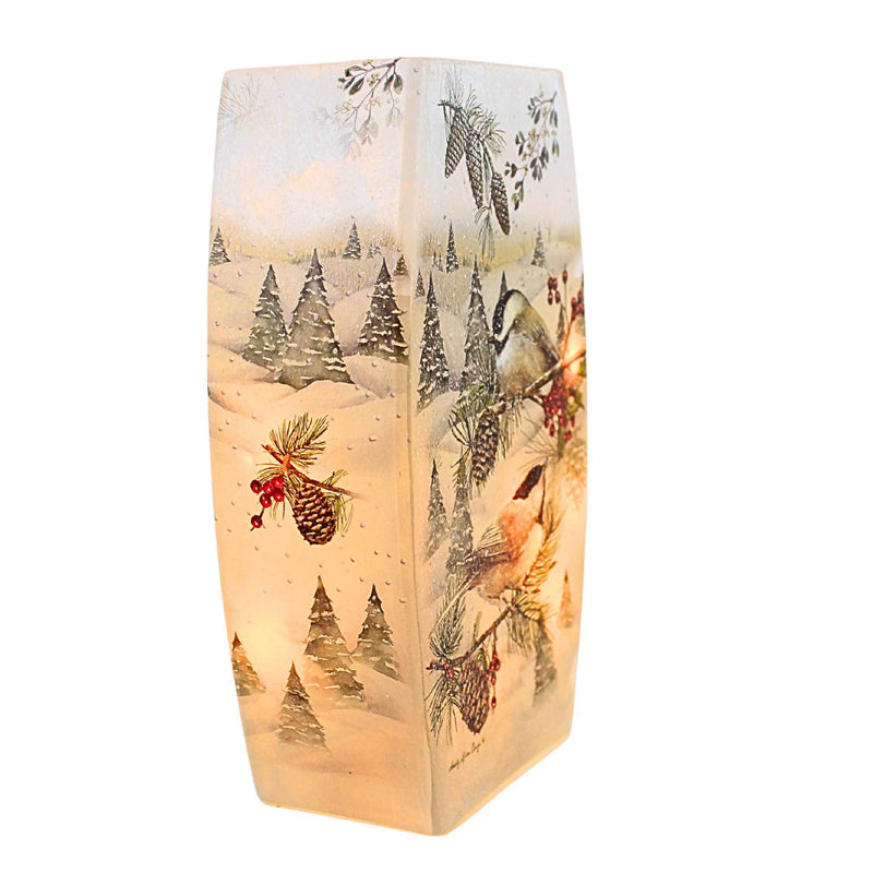 Stony Creek Winter Chickadees Pre-Lit Med Vase - - SBKGifts.com