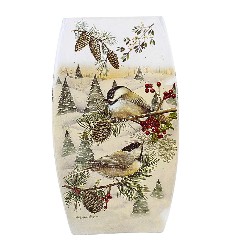 Stony Creek Winter Chickadees Pre-Lit Med Vase - - SBKGifts.com