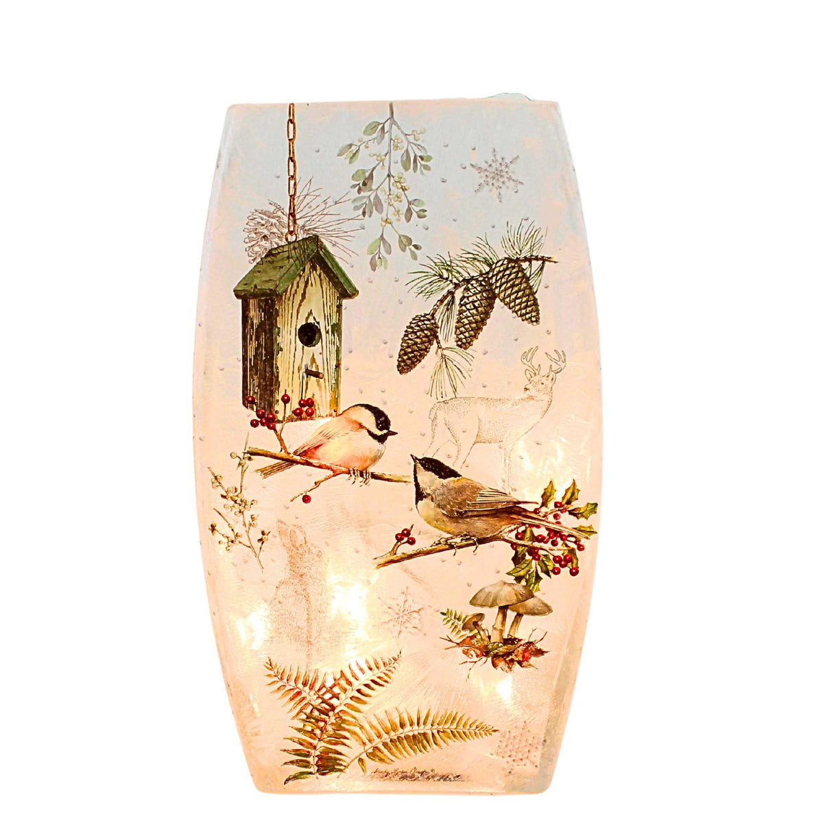 (65506) Winter Chickadees Pre-Lit Med Vase
