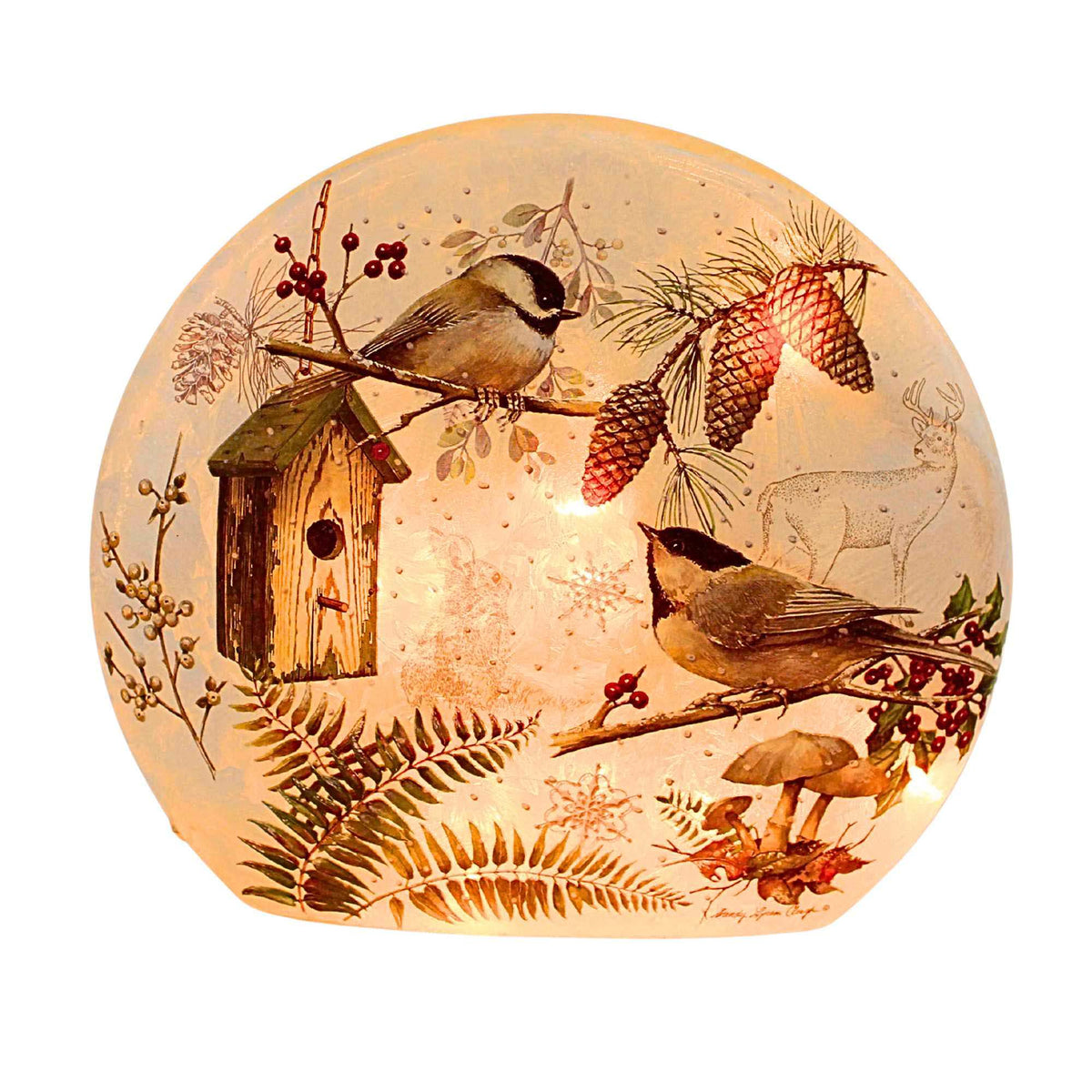 (65507) Winter Chickadees Pre-Lit Small Round Orb