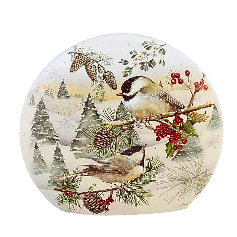 Stony Creek Winter Chickadees Pre-Lit Small Round Orb - - SBKGifts.com