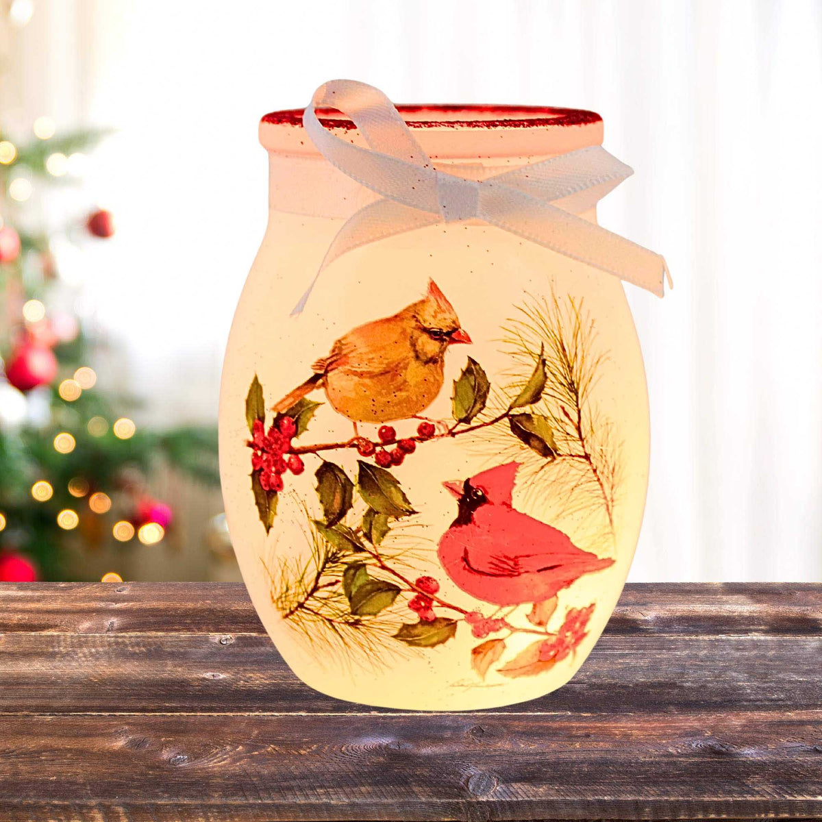 Stony Creek Winter Cardinal Couple Pre-Lit Small Jar - - SBKGifts.com