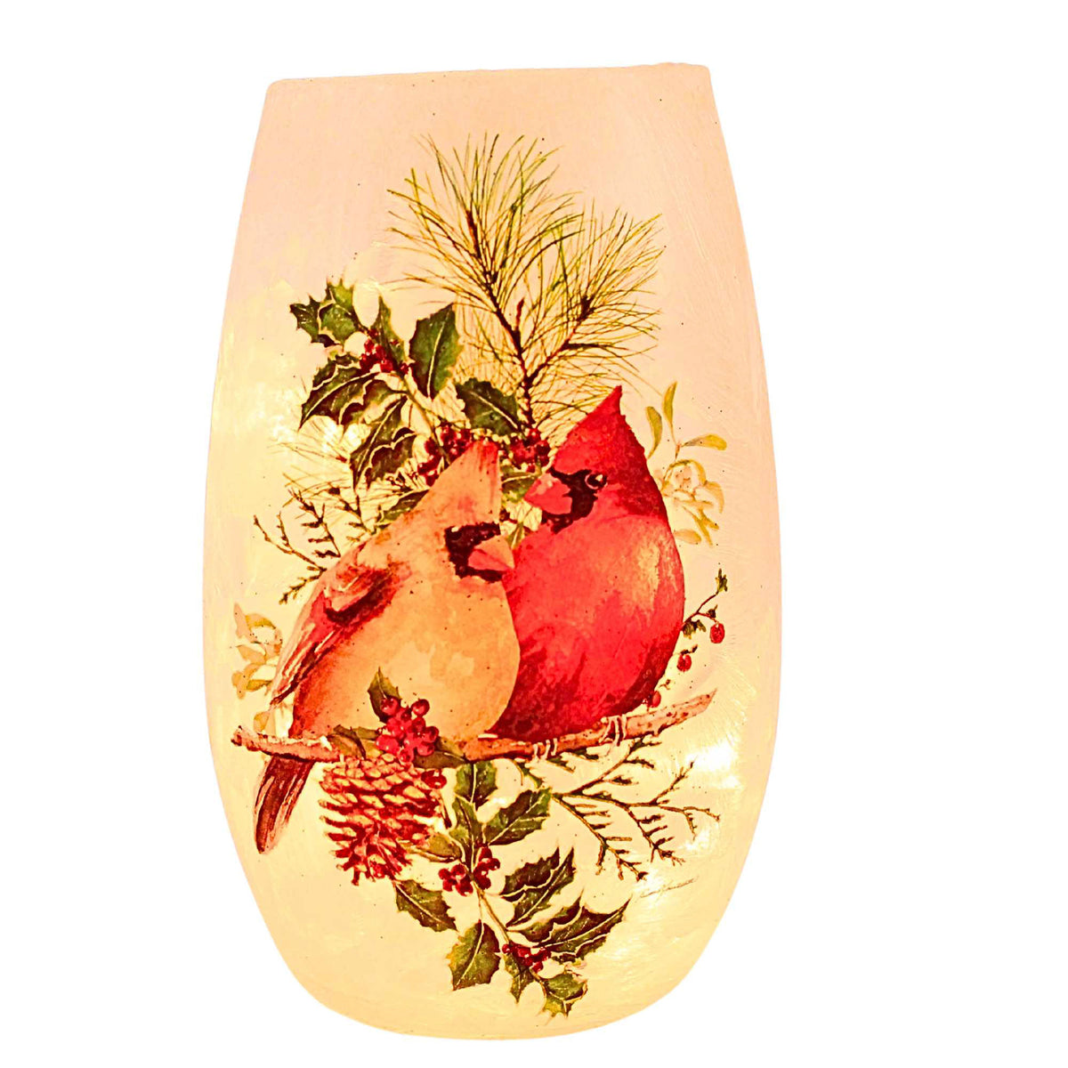 Winter Cardinal Couple Small Pre-Lit Vase 65519