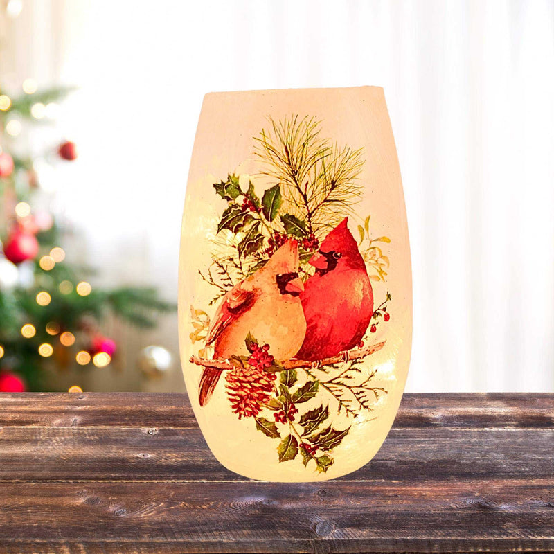 Stony Creek Winter Cardinal Couple Small Pre-Lit Vase - - SBKGifts.com