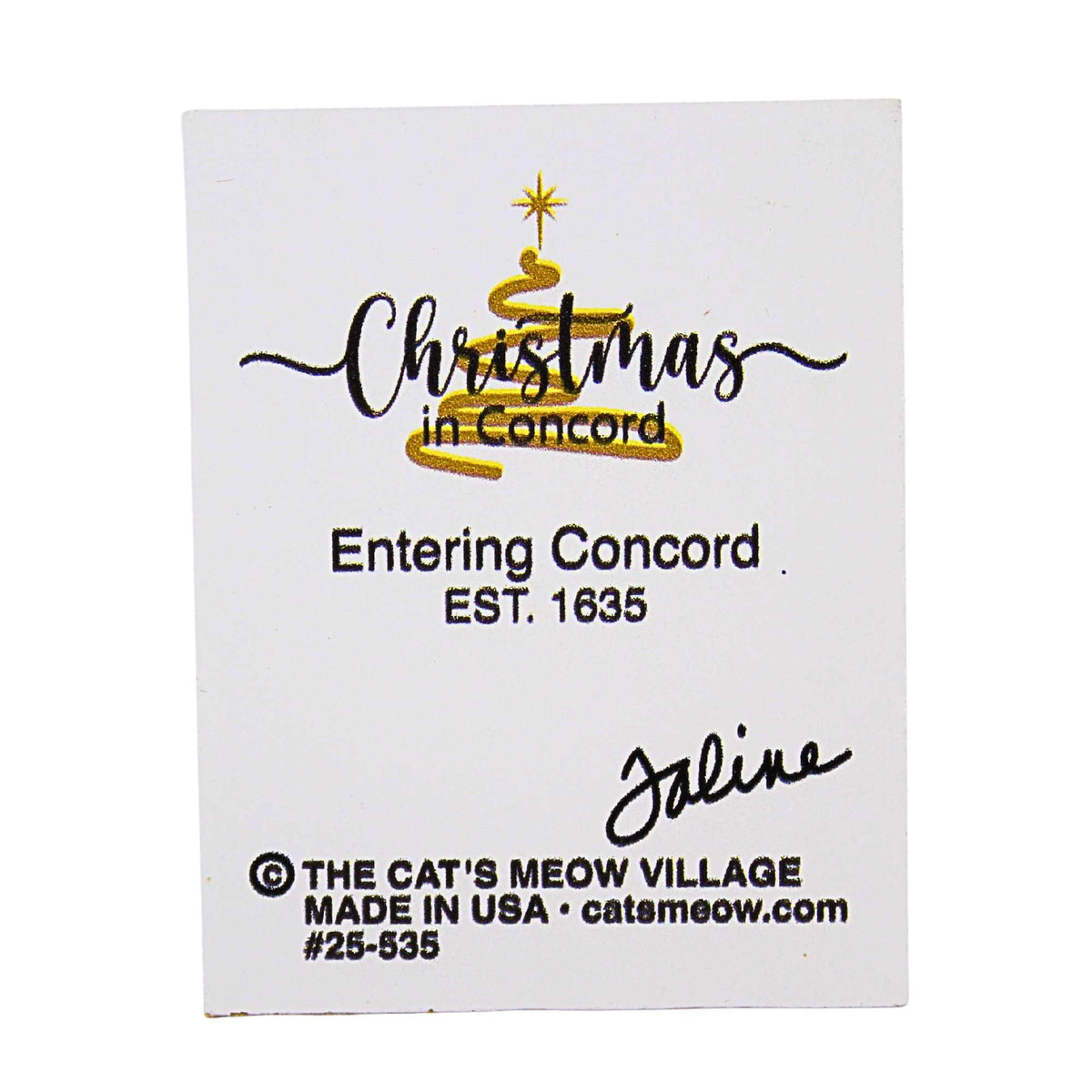 Cat's Meow Village Entering Concord Entry Sign - - SBKGifts.com