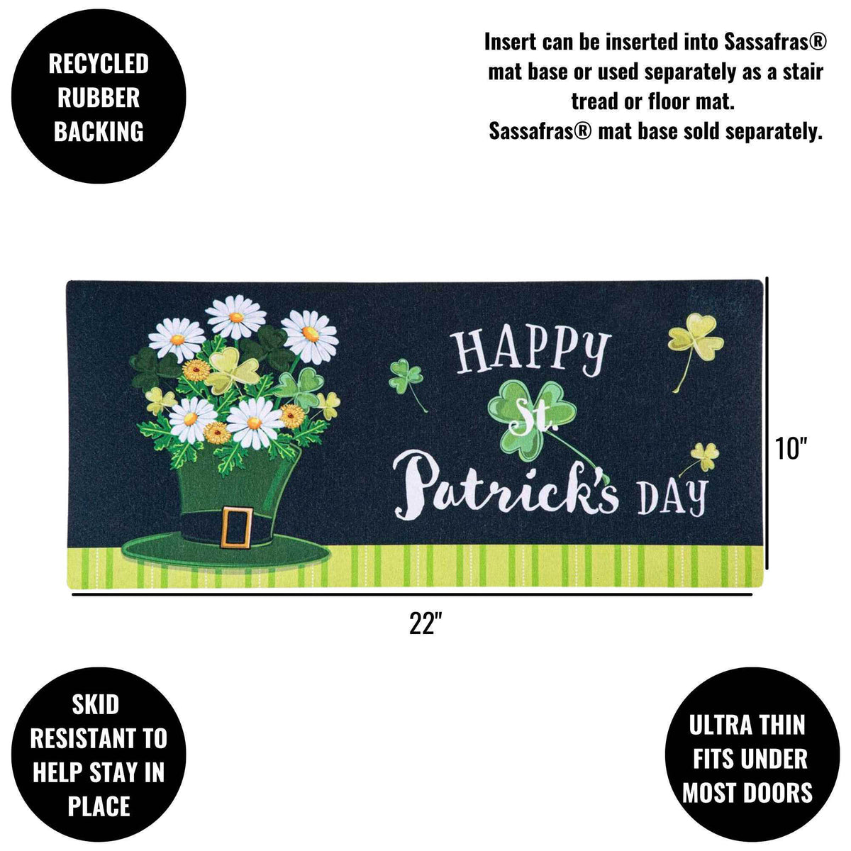 Evergreen Happy St. Patrick's Day Floral Hat Sassafras Switch Mat - - SBKGifts.com