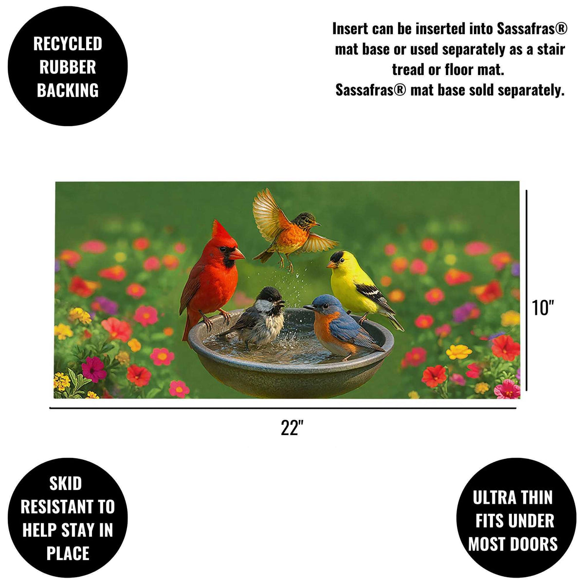 Evergreen Bathing Birds Sassafras Switch Mat - - SBKGifts.com