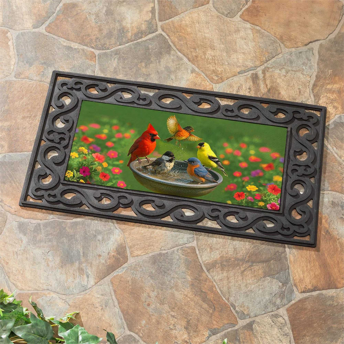 Evergreen Bathing Birds Sassafras Switch Mat - - SBKGifts.com