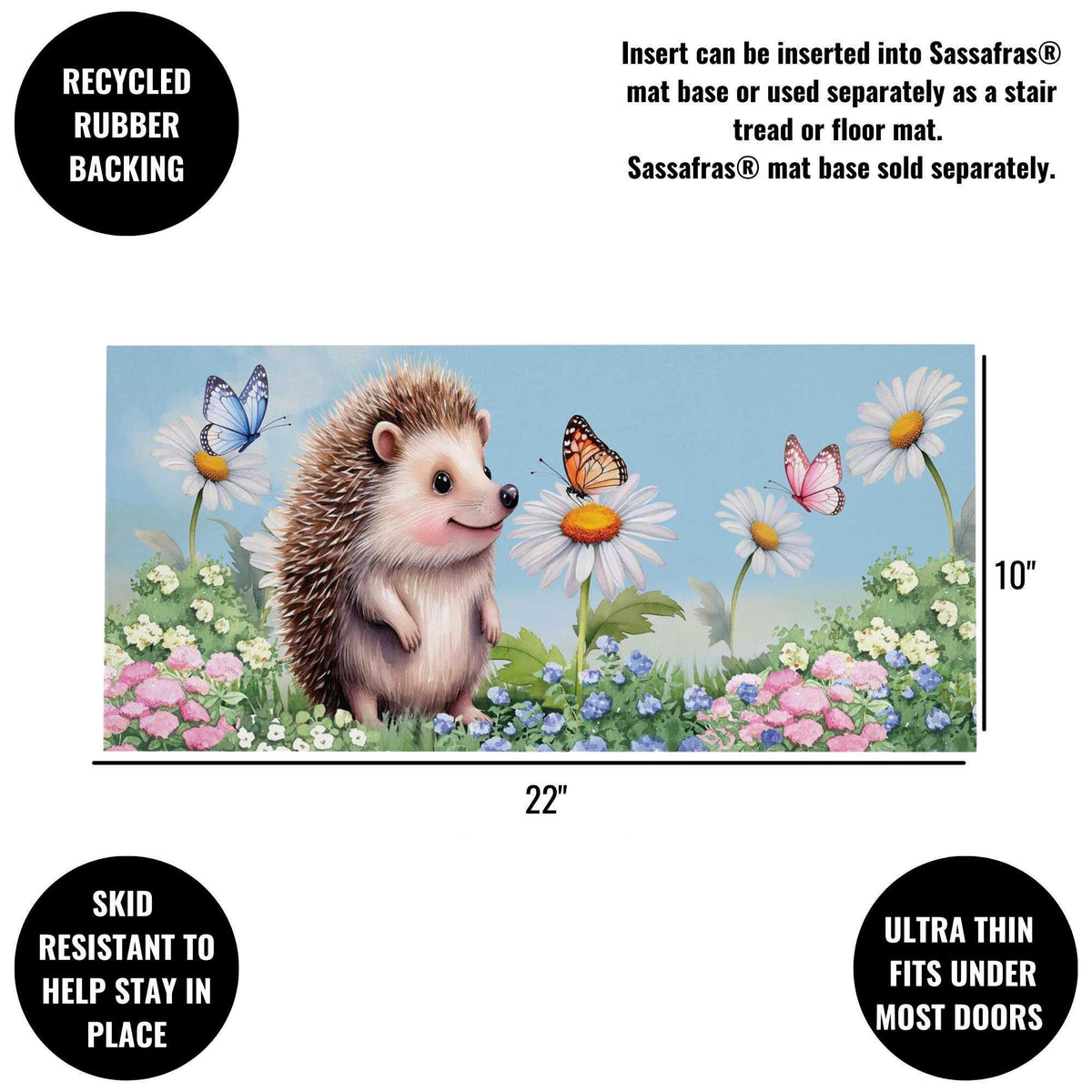 Evergreen Hedgehog & Daisies Sassafras Switch Mat - - SBKGifts.com