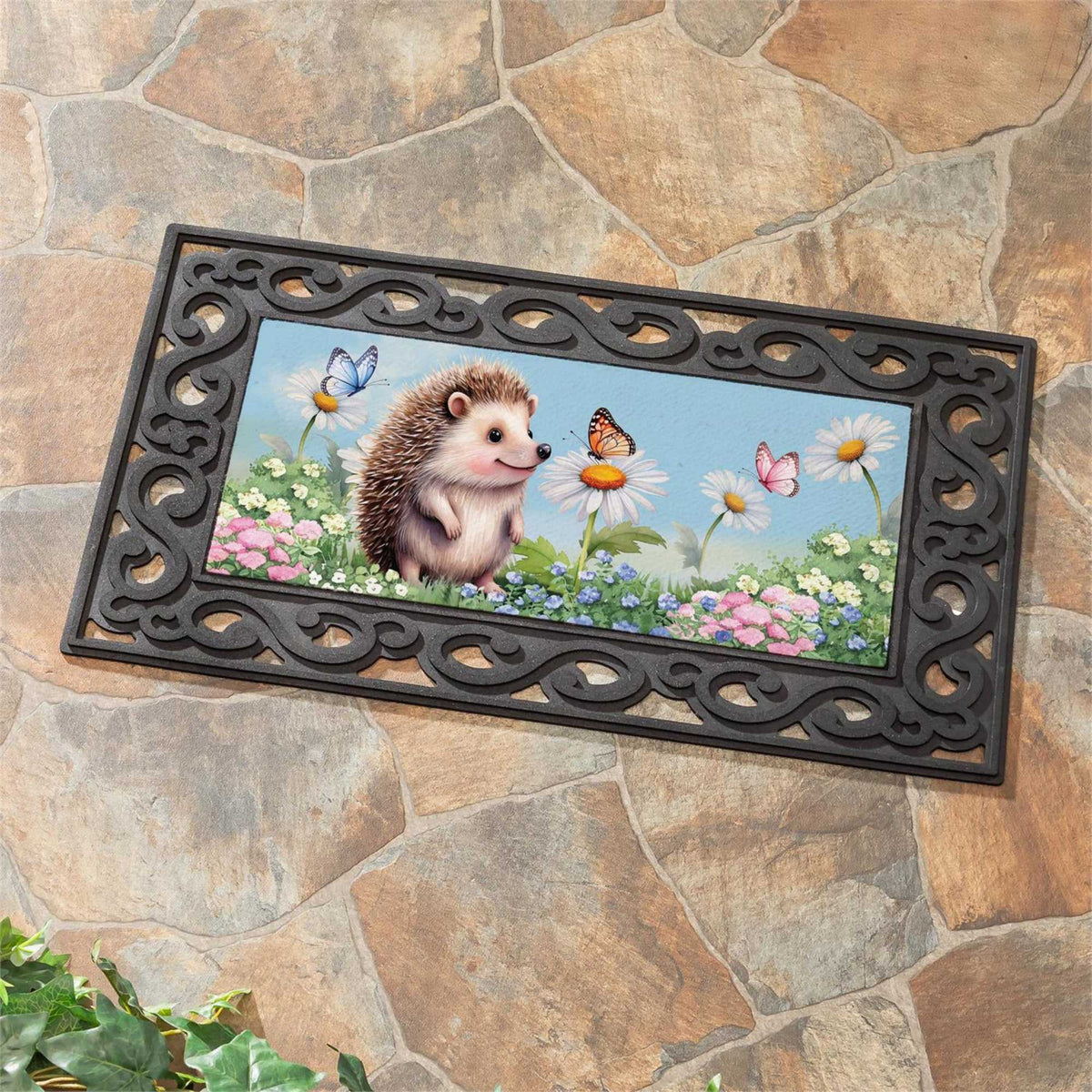 Evergreen Hedgehog & Daisies Sassafras Switch Mat - - SBKGifts.com