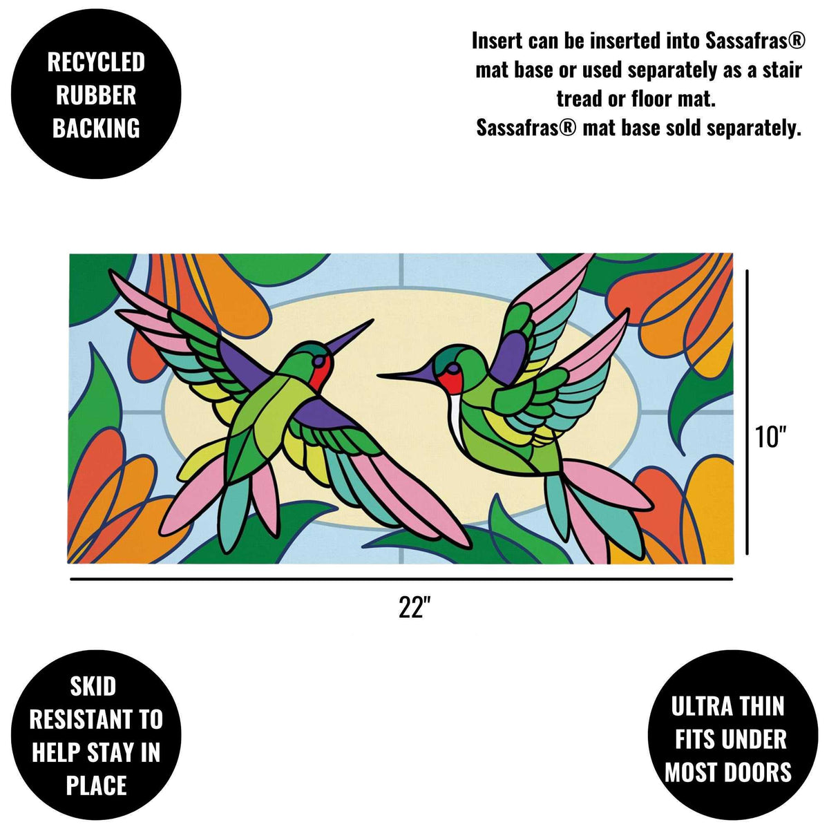 Evergreen Stained Glass Hummingbirds Sassafras Switch Mat - - SBKGifts.com