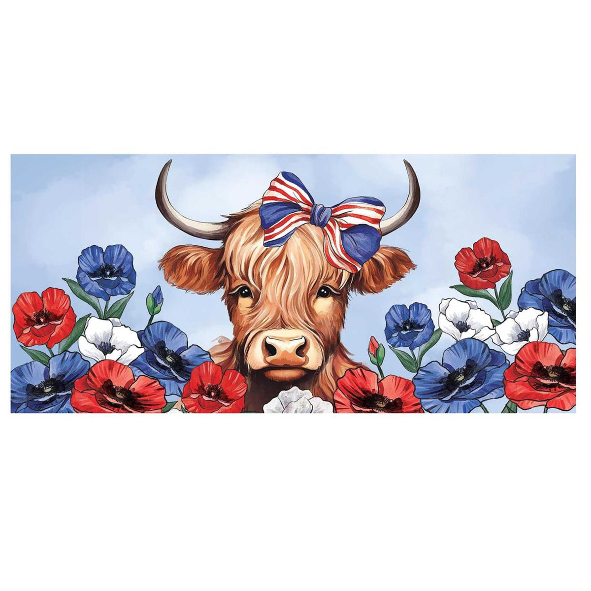 65681 Patriotic Highland Cow Sassafras Mat 432734