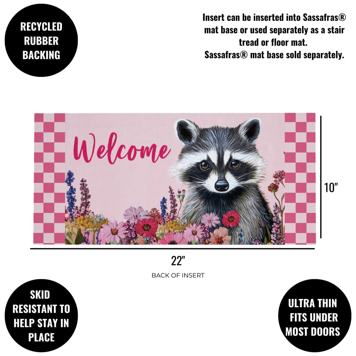 Evergreen Floral Raccoon Sassafras Switch Matt - - SBKGifts.com