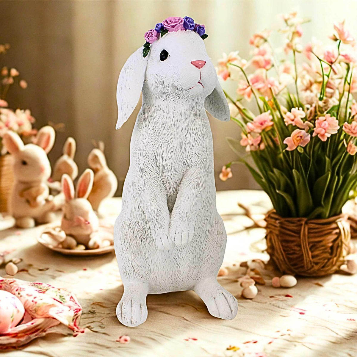 Roman Standing Bunny With Flower Crown - - SBKGifts.com