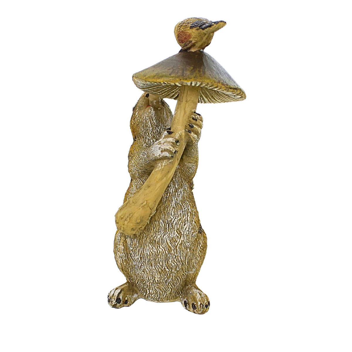 Roman Squirrel W/Mushroom & Bird Statue - - SBKGifts.com