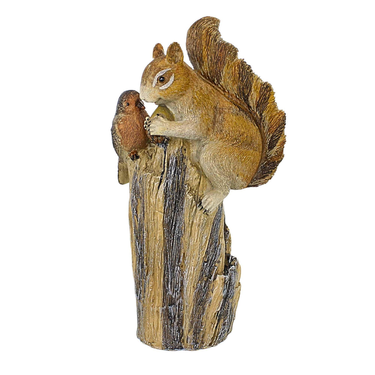 65712 Squirrel & Bird On Tree Stump Garden Statue 12813