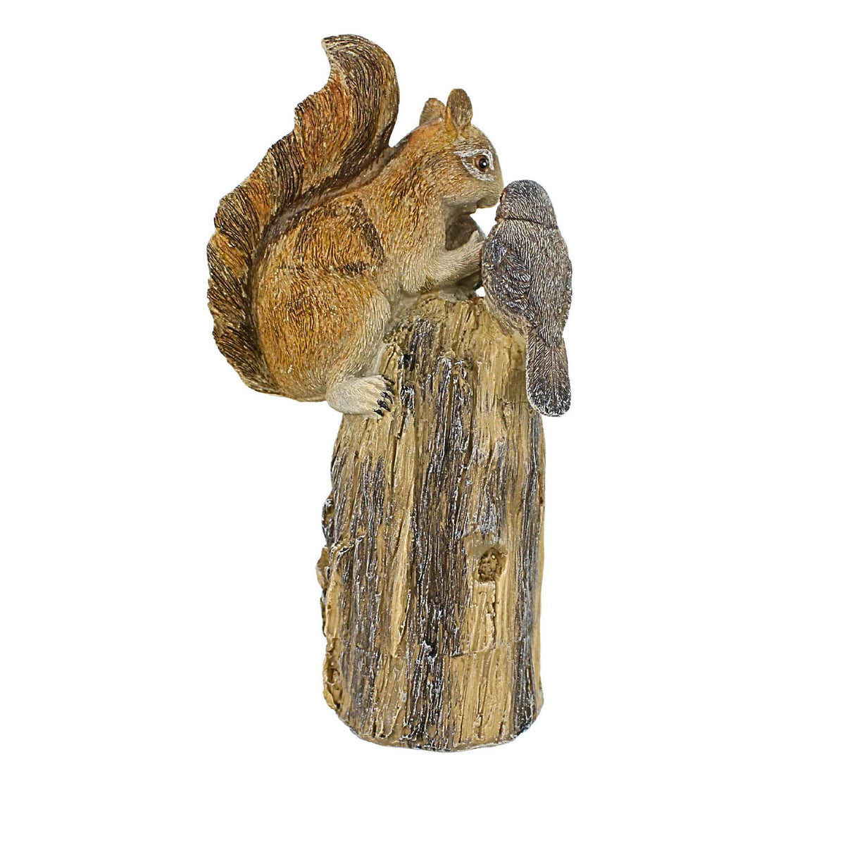 Roman Squirrel & Bird On Tree Stump Garden Statue - - SBKGifts.com
