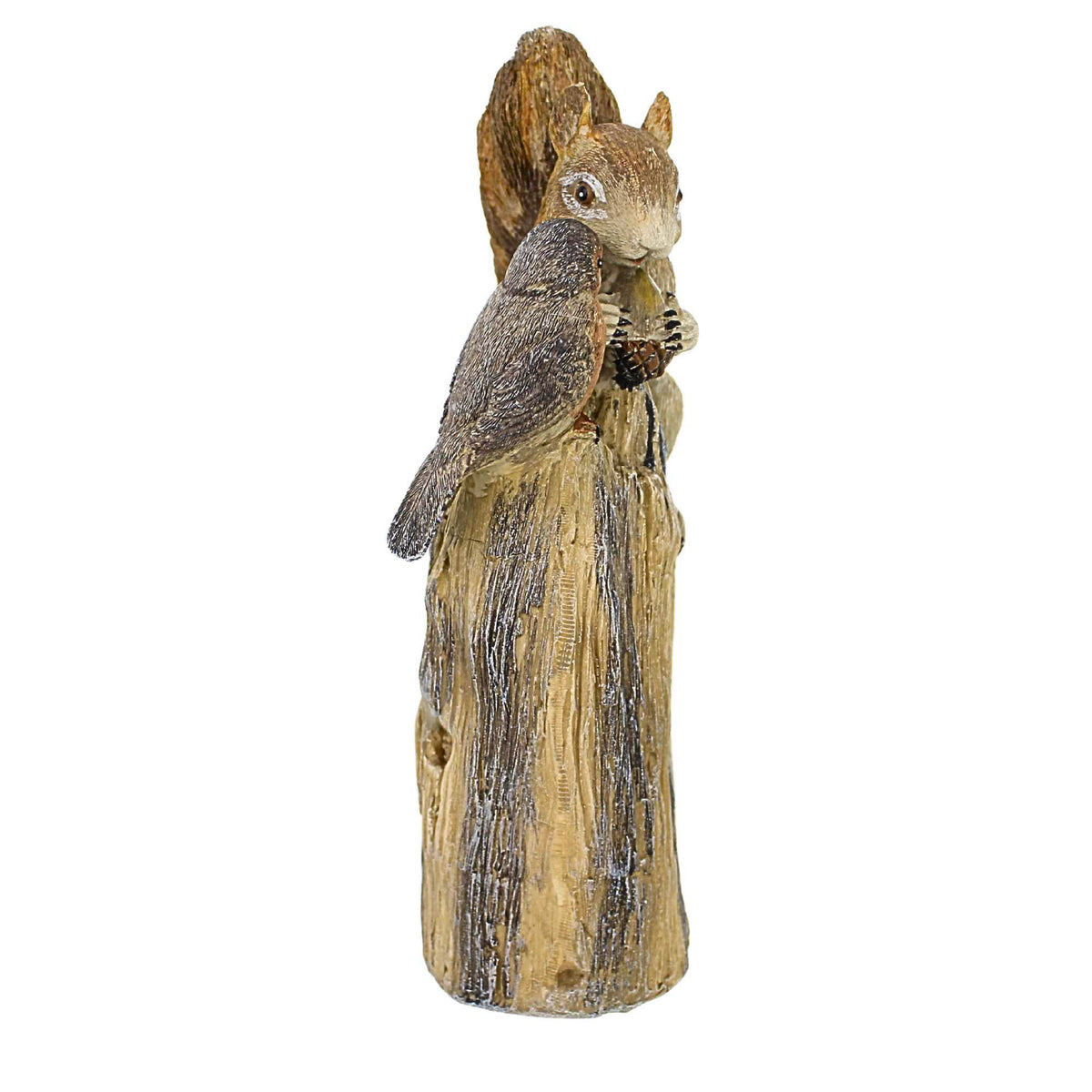 Roman Squirrel & Bird On Tree Stump Garden Statue - - SBKGifts.com