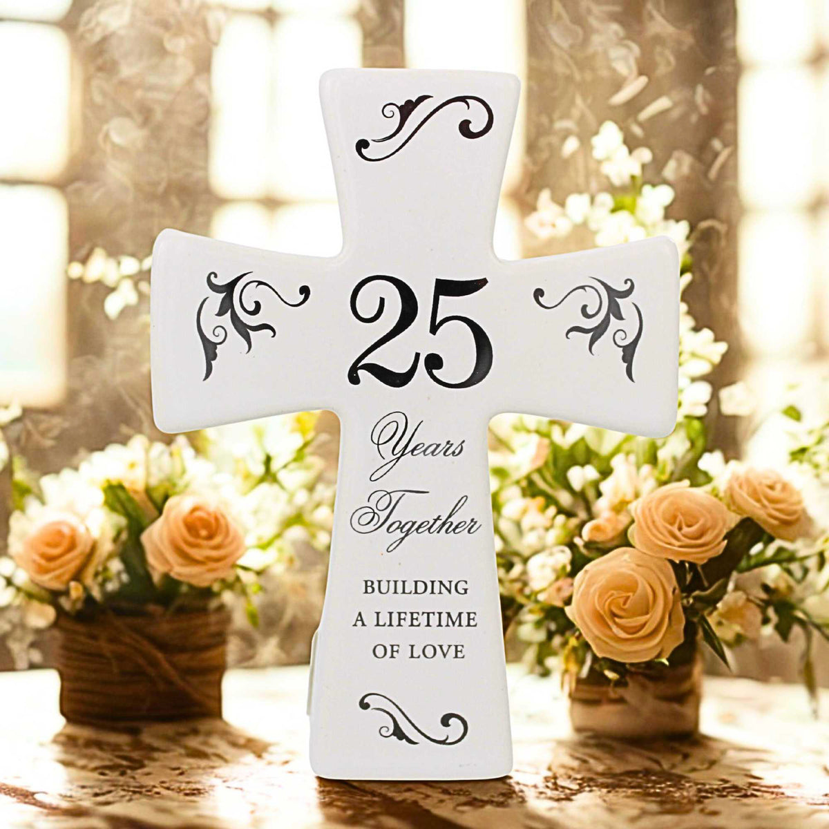 Roman 25Th Anniversary Tabletop Cross Keepsake - - SBKGifts.com