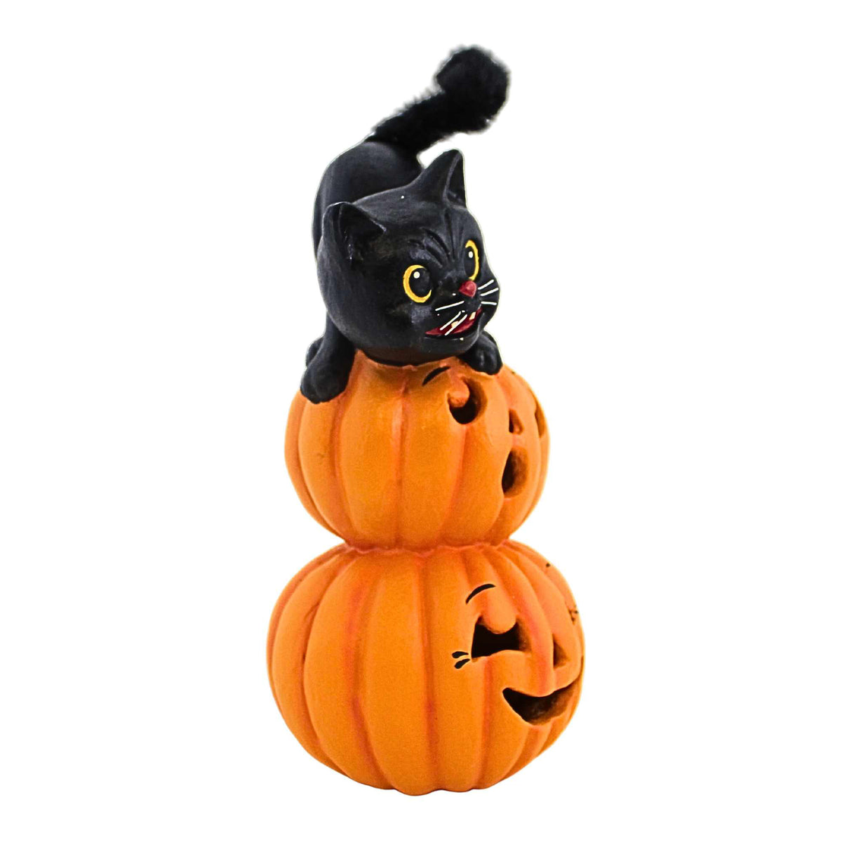 Bethany Lowe Small Pumpkin Stack Black Cat - - SBKGifts.com