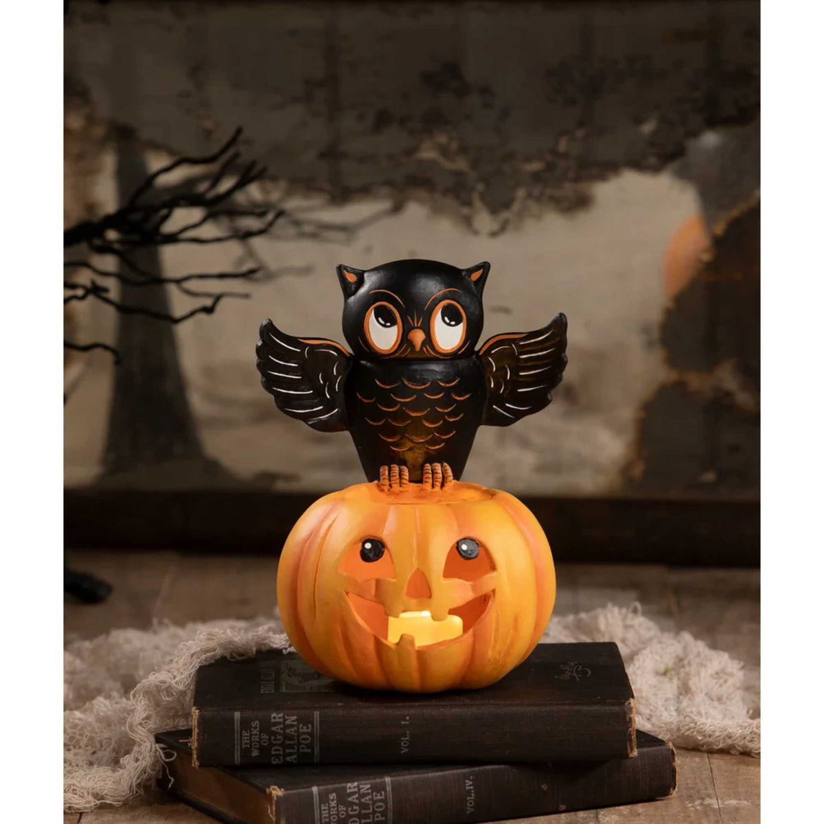 Bethany Lowe Owl On Jack O'lantern - - SBKGifts.com