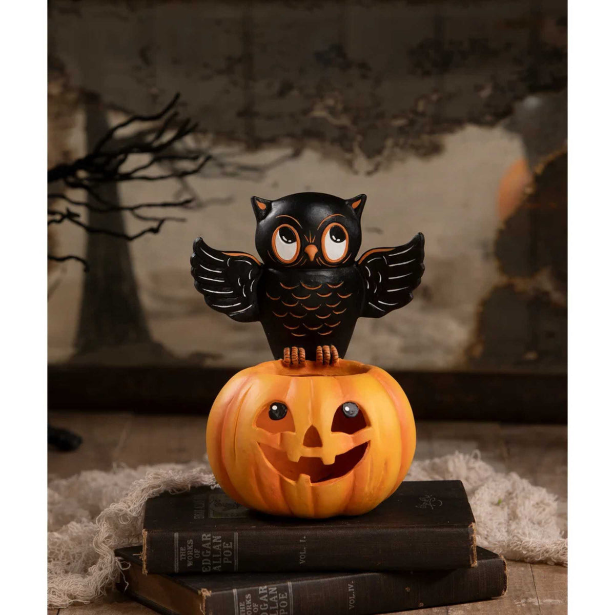 Bethany Lowe Owl On Jack O'lantern - - SBKGifts.com