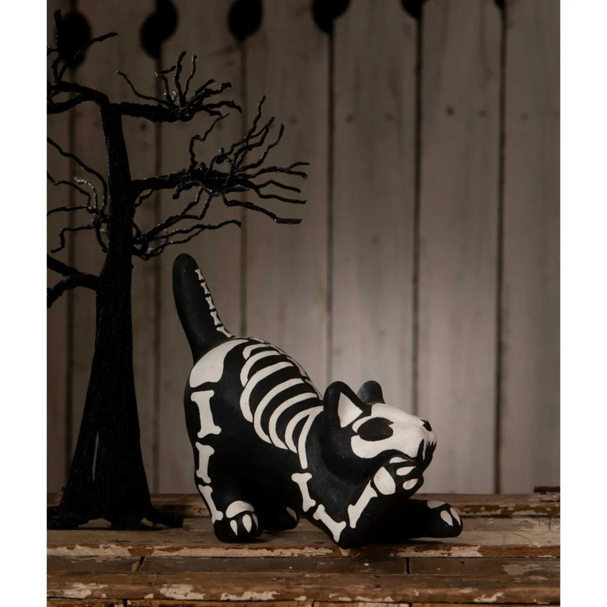 Bethany Lowe Skeleton Paper Mache Cat - - SBKGifts.com